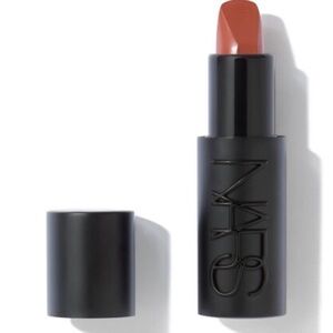 NARS Satin Lipstick —"Indecent 801" is described as a warm beige color.